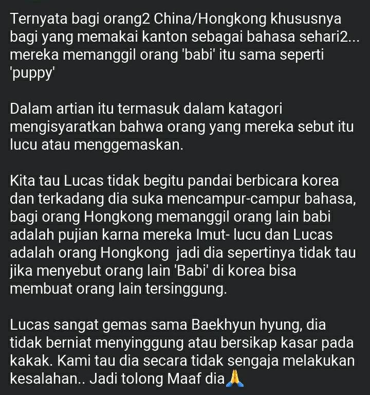 karindinda12's tweet photo. Maafin lucas kakak-kakak EXO-L
😥
#RespectBaekhyun
#LOVEFORLUCAS https://t.co/sjhA95jw7B