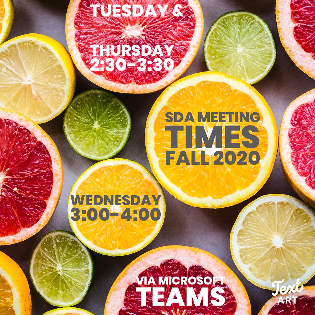 sda_tamuk's tweet photo. Hey SDA members, these are the times for our meetings this week, and every meeting for the rest of the semester! This week we are going to be having a very special guest speaker on Wednesday so we hope to see you there! 🍊🍋🍎🍑 https://t.co/WvKAYRbohL