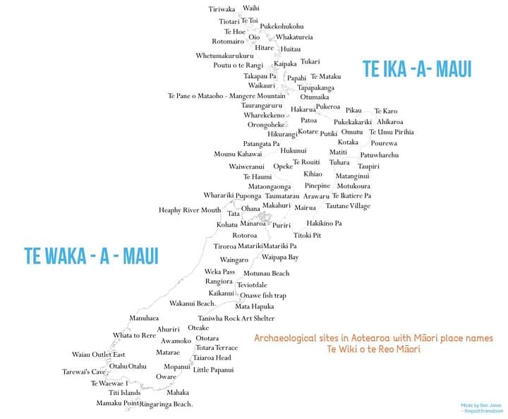 nzarchaeology's tweet photo. We teamed up with @Thepastfromabo1 in celebration of Te Wiki o te Reo Māori NZAA  to bring to you a map of Aotearoa New Zealand coastline displaying approximately 8000 archaeological sites with Māori place names from ArchSite. Kia Kaha te Reo Māori!  #nzarchaeology https://t.co/NbVsVn2RYo