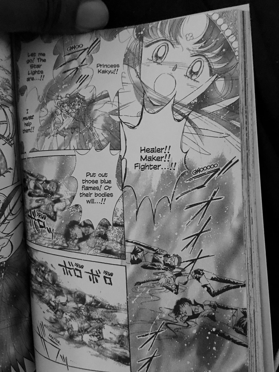 Ochan30's tweet photo. I need to explain a few differences in the manga. They did gradually kill off the Inners, Outers and the Starlights BUT Princess Kakyuu had a Sailor Guardian form, Chibi-Moon came back with the Amazoness Quartet in Guardian form.
#SailorMoon #SailorStars #Episode196 @DigiRanma https://t.co/ewPE77w8nG
