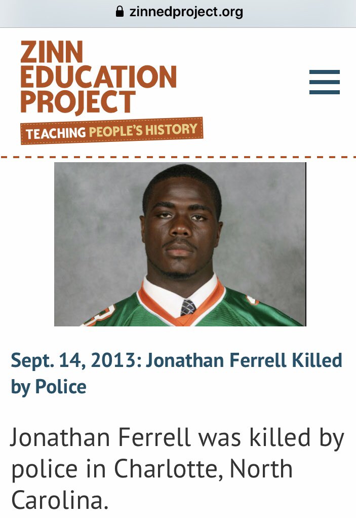 AyizeS's tweet photo. #TodayInBlackHistory 9/14 #RIP #JonathanFerrell yet another #PoliceKilled #BlackMan and there’s #NoJailForTheKilling ! Thx @ZinnEdProject & #CharlotteObserver ! @melanin_network @barbs73 @MsSpice9 @blackleftaf @dijoni @theblackdetour @onaci7 See: https://t.co/QNVQSDDvaC https://t.co/ZWuWGGTC5b