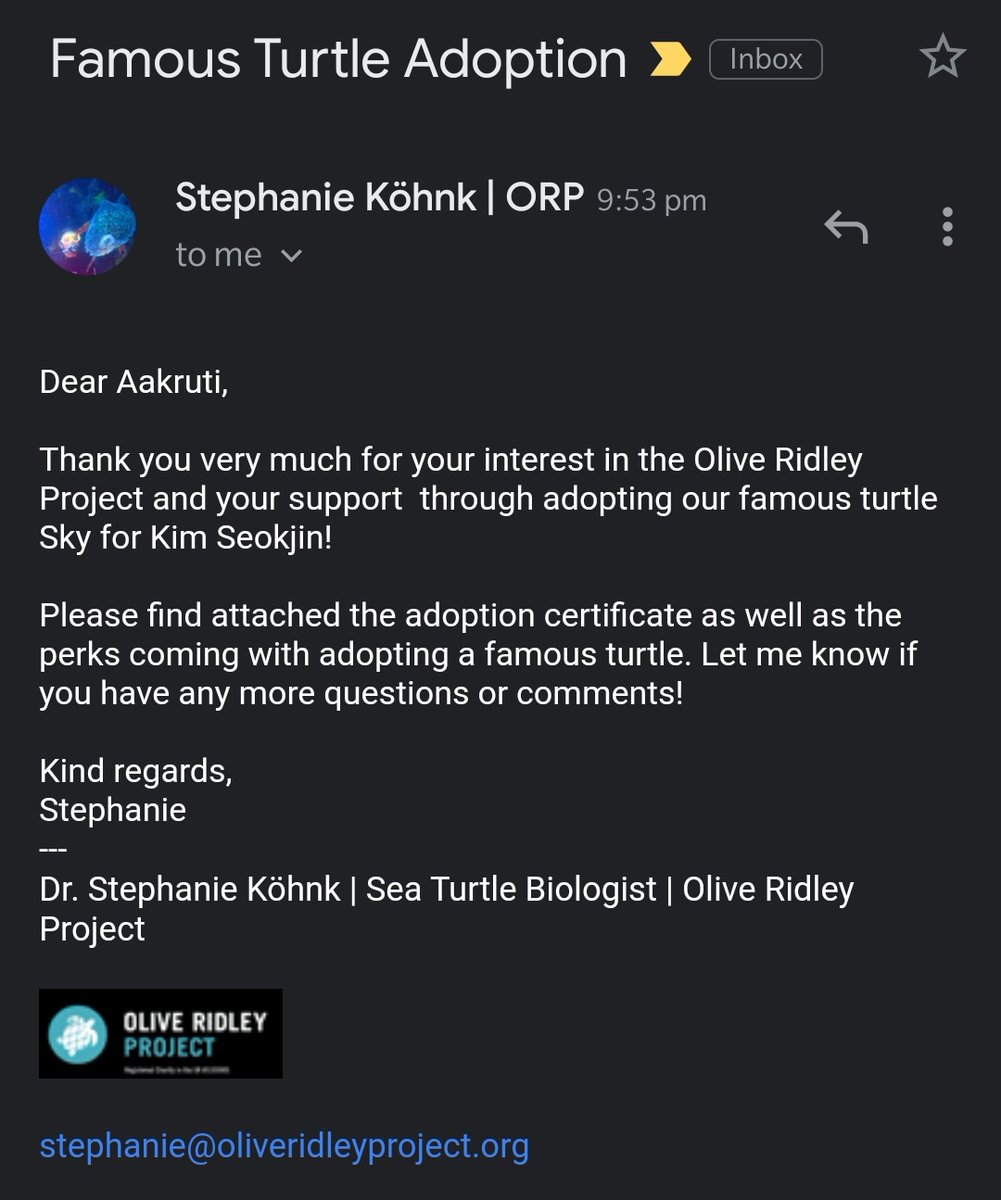 Akjinbts's tweet photo. To honor Seokjin 4th Awake anniversary a Green Sea Turtle "Sky" was adopted under Kim Seokjin 🐢
This donation will be done every year under his name 💜
@ORP_INDIANOCEAN works to preserve the ocean and protect Turtles
For Jin who loves animals and the ocean
#4YearsWithAwake https://t.co/QRJMkr5jhX