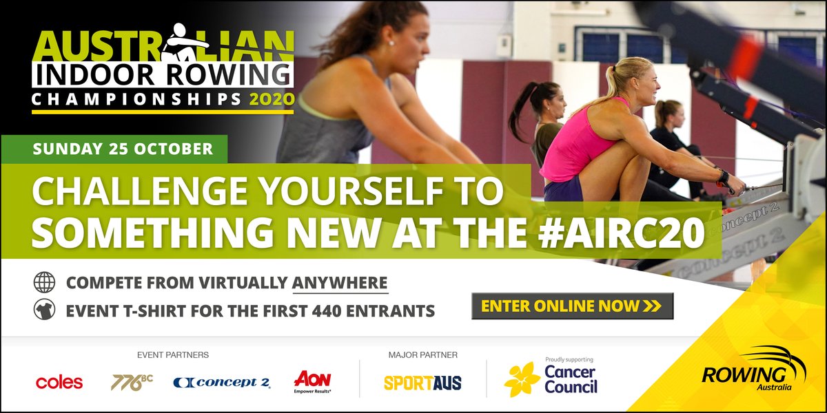 RowingAust's tweet photo. Be one of the first 400 entrants into the #AIRC20 to get yourself a FREE event t-shirt.
Click the link below to enter now!
https://t.co/tw30If8w92
#virtual #virtualcompetition #virtualrowing https://t.co/2QgI84urCR