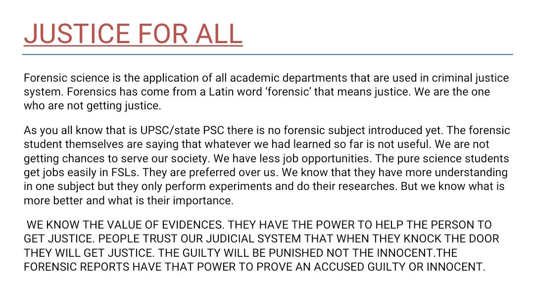 ShubhamFS_offic's tweet photo. Forensic Students should be on priority rather than basic science into recruitment rules in FSLs .
#EqualForensicRR  #forensicstudent #forensicscienceoptionalinUPSC #Askforensicjobs 
@PMOIndia 
@AmitShah @dhruv_rathee @thedeshbhakt @abhiandniyu @chetanbhagat @RahulGandhi https://t.co/4lwvhuC6ip