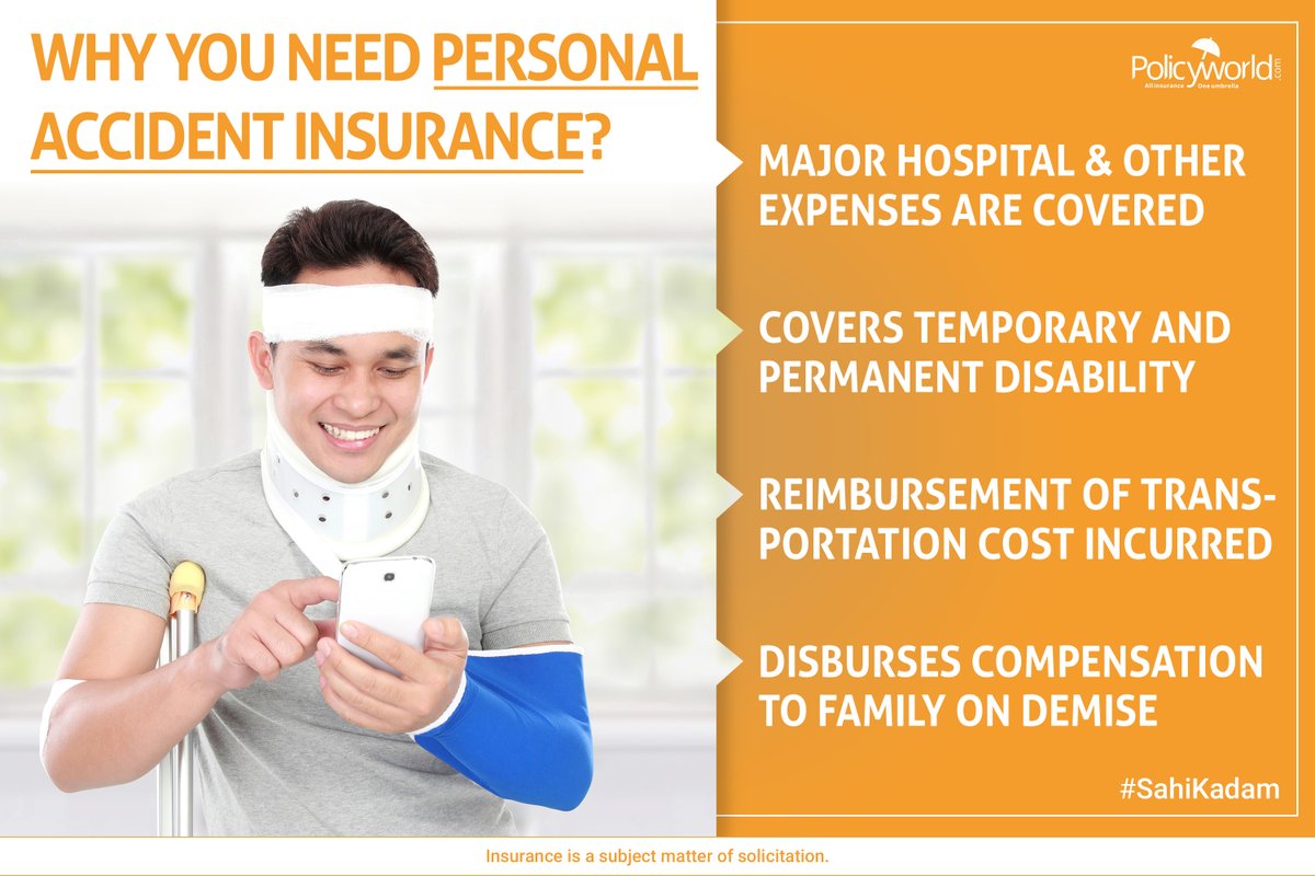 policyworld_ins's tweet photo. WHY YOU NEED PERSONAL ACCIDENT INSURANCE ?
For More Details Login: https://t.co/mJzVTvd4wb
"POLICYWORLD", YOUR RELIABLE INSURANCE SOLUTION PARTNER #SahiKadam #policyworld #getinsured #insuranc#personalaccidentlinsurance #financialprotection #compensation #hospitalizationexpenses https://t.co/OwE6ezbT6n
