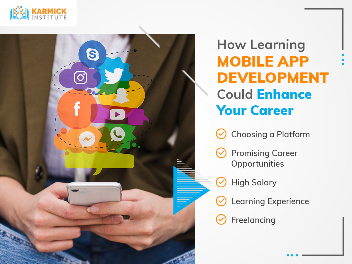 KarmickInst's tweet image. The demand for mobile app developers is soaring like never before! High salary and promising career growth are only few of its benefits. Read our blog on how learning this art can enhance your career. bit.ly/3iwmFB5

#MobileAppDevelopmentCourse #LearnMobileAppDevelopment