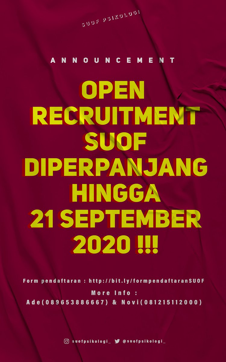 Open Recruitment SUOF Diperpanjang!!! 
Ayo Daftar Jangan Sampe Ketinggalan ya