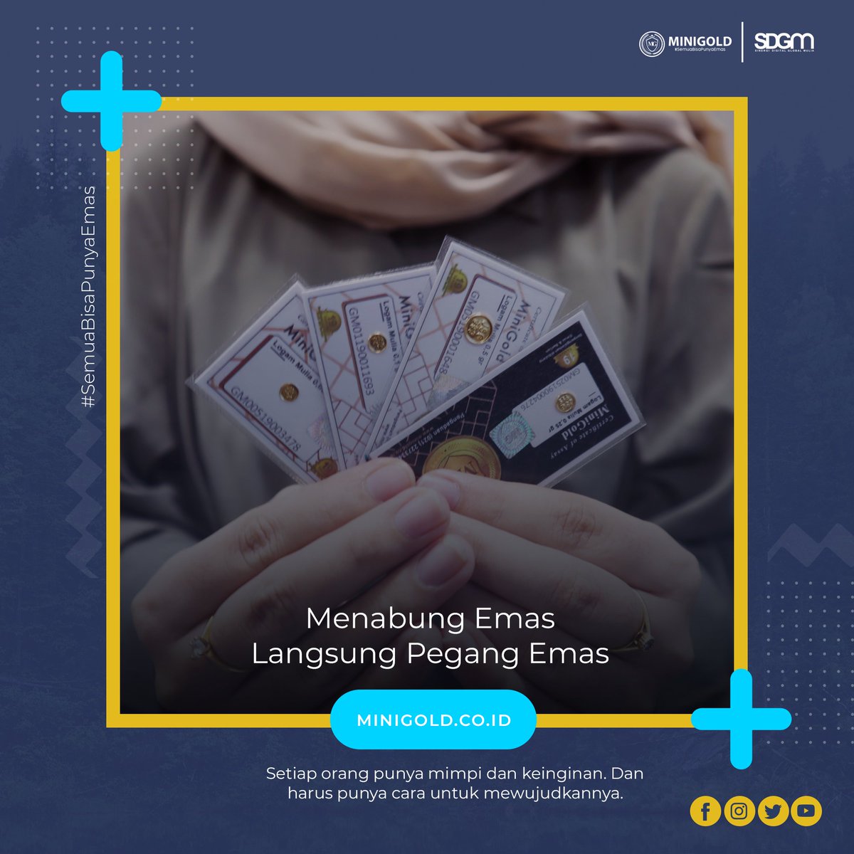 MiniGoldID's tweet photo. Cukup hanya untuk membeli 0.05 gram, maka langsung belikan yang 0.05 gram. Mampu beli yang besar itu juga bagus dong. Menabung emas adalah momentum, jangan sampai menunda dan akhirnya uang lebihnya digunakan untuk hal yang sia-sia. Nabung emas, langsung pegang emas. https://t.co/ns6bzmuCXn