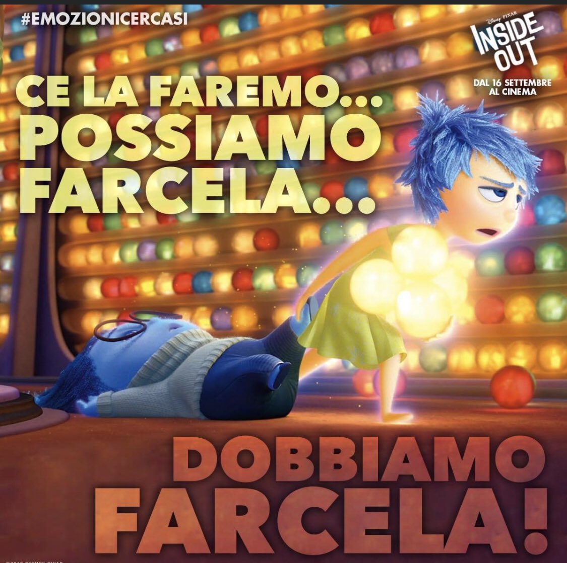 Ricordate InsideOut? 
Bene: controllate le emozioni e lasciate che sia Gioia a trascinarvi
Buon #primogiornodiscuola 💕