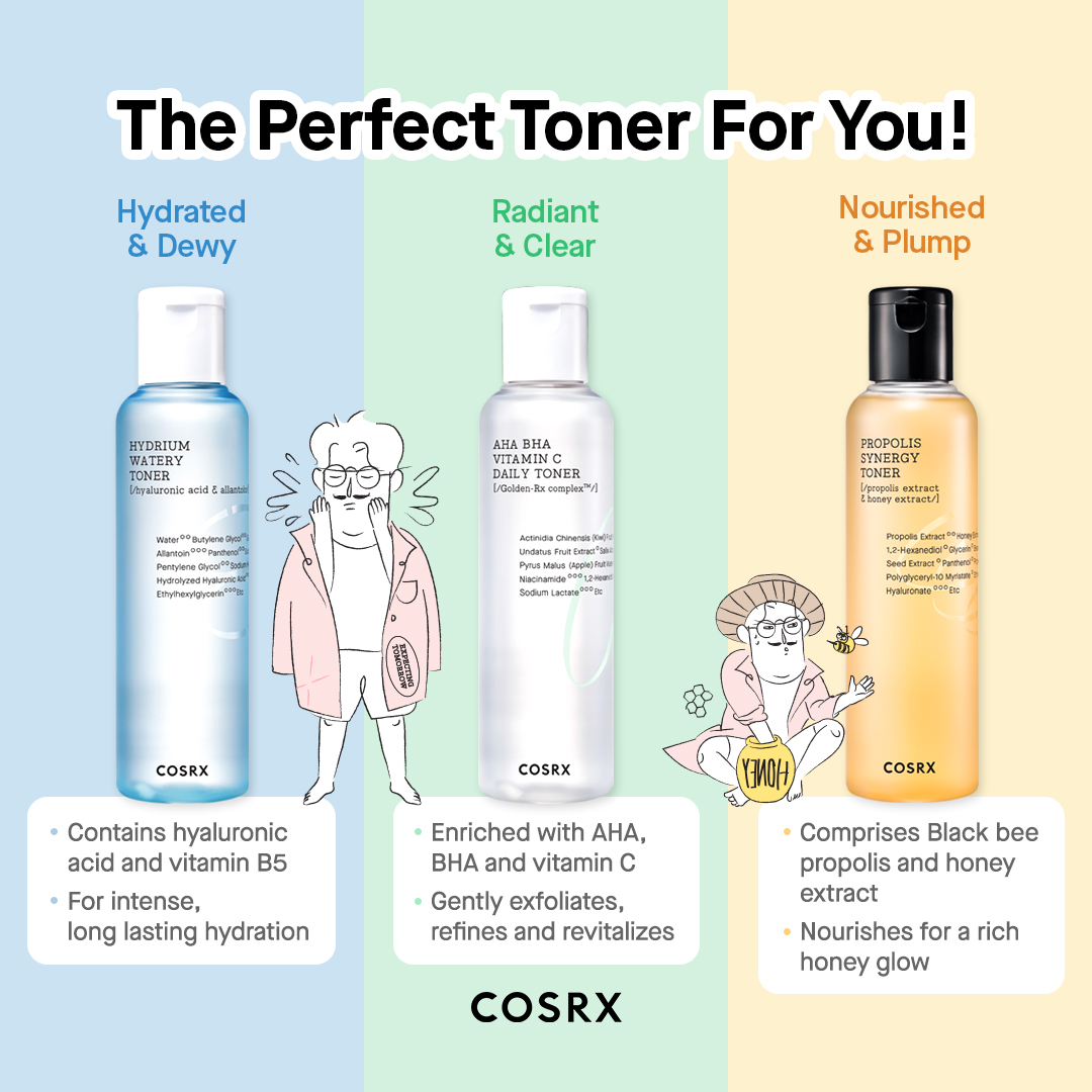 cosrx's tweet photo. Are you #teamhydrium💦#teamabc🥝or #teampropolis?🍯⠀⠀
What's your toner of choice?
🌟https://t.co/1l3OgccbXw⠀ https://t.co/jFLY6TvT0k