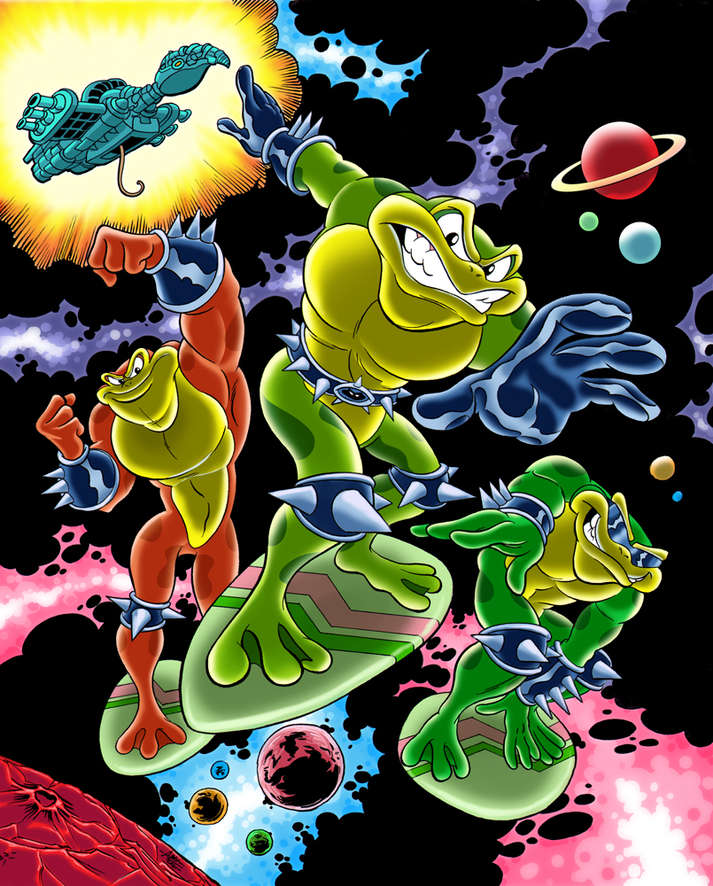 cartoonistaaron's tweet photo. Showing up on eBay now so I guess I can share it! Here's the Battletoads classic style art I did for Bam Box recently #battletoads #bambox https://t.co/2zBay9nYtg