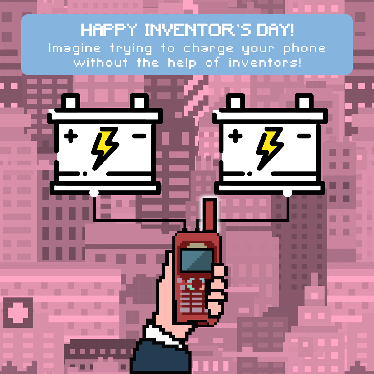 JumpuJp's tweet photo. Happy Inventor’s Day! Can you imagine how life would be like in 2020 without inventors? Imagine trying to charge your phone with 2 car batteries! So glad that in 2004, the very first powerbank was invented: “The Power King”! https://t.co/M4sSwIeRsu