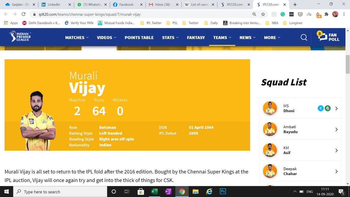 prateek14's tweet photo. Hey! @IPL - Isn't @mvj888 a right-handed batsman or has he switched it up for this season? @ChennaiIPL https://t.co/GFTgIMlsey