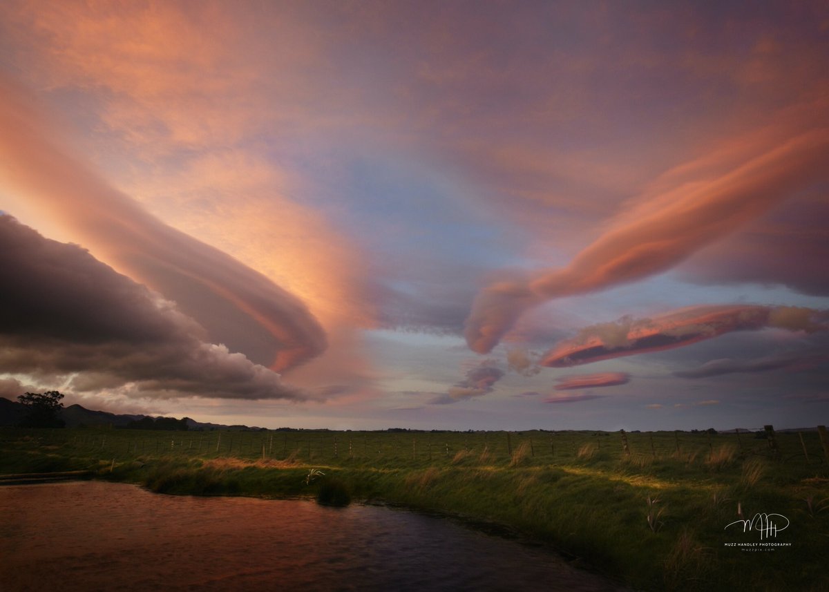 Just love lenticular clouds at sunset  #weatherwatch #metservice #lenticularclouds #sunset #tararua #dannevirke #ruahineranges