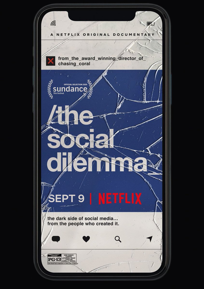 NCrystean's tweet photo. Thought provoking documentary. 🤔📱🧠
"If you're not paying for the product, you are the product."
#TheSocialDilemma #Netflix #bigtech #offthegrid #beunpredictable https://t.co/MuNk5dos2r