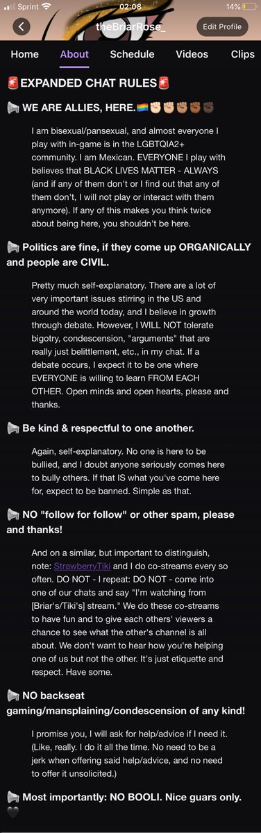 briarbyhart's tweet image. Updated/expanded chat rules on my channel page:

#TwitchAffiliate #chatrules #SupportSmallStreamers
