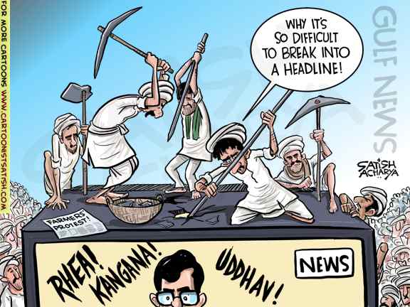 News Channels ignore farmer's protest! @gulf_news cartoon #FarmersProtest https://t.co/DJxPNci75w