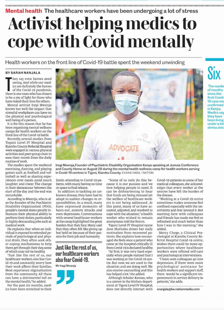 Taking care of the Front line Health Workers!!!
Keep the good work <a href="/Mwenja/">Mwenja</a> 

#MentalHealthMatters 
<a href="/chombahiramm/">Hiram Chomba</a> <a href="/muthonimuturi/">Charity Muturi</a> <a href="/kahongeks/">Simon Njuguna</a> @