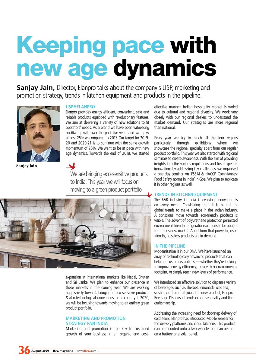 Sanjay Jain, Director, Elanpro talks about the company's USP, marketing and promotion strategy, trends in kitchen equipment, and products in the pipeline.

#FHRAI
