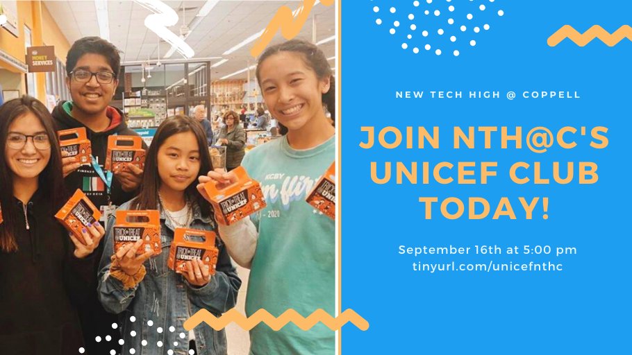 Join us in serving children around the world! Start today, by attending our first informational meeting today at 4:30pm  bit.ly/35iu9E3. We can't wait to see you guys <a href="/NewTechCoppell/">New Tech High @ Coppell</a>!