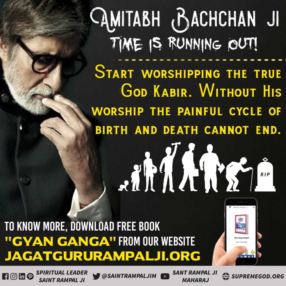 captmgsharma's tweet photo. *#Message_To_AmitabhBachchan*
🎥अमिताभ बच्चन जी क्या आप जानते हैं कि देवता भी मनुष्य जीवन को तरसते हैं। 
कारण यह है कि मनुष्य जीवन में ही पूर्ण संत की खोज करके सतभक्ति से मोक्ष प्राप्त हो सकता है। https://t.co/Jc4BpnIPk5