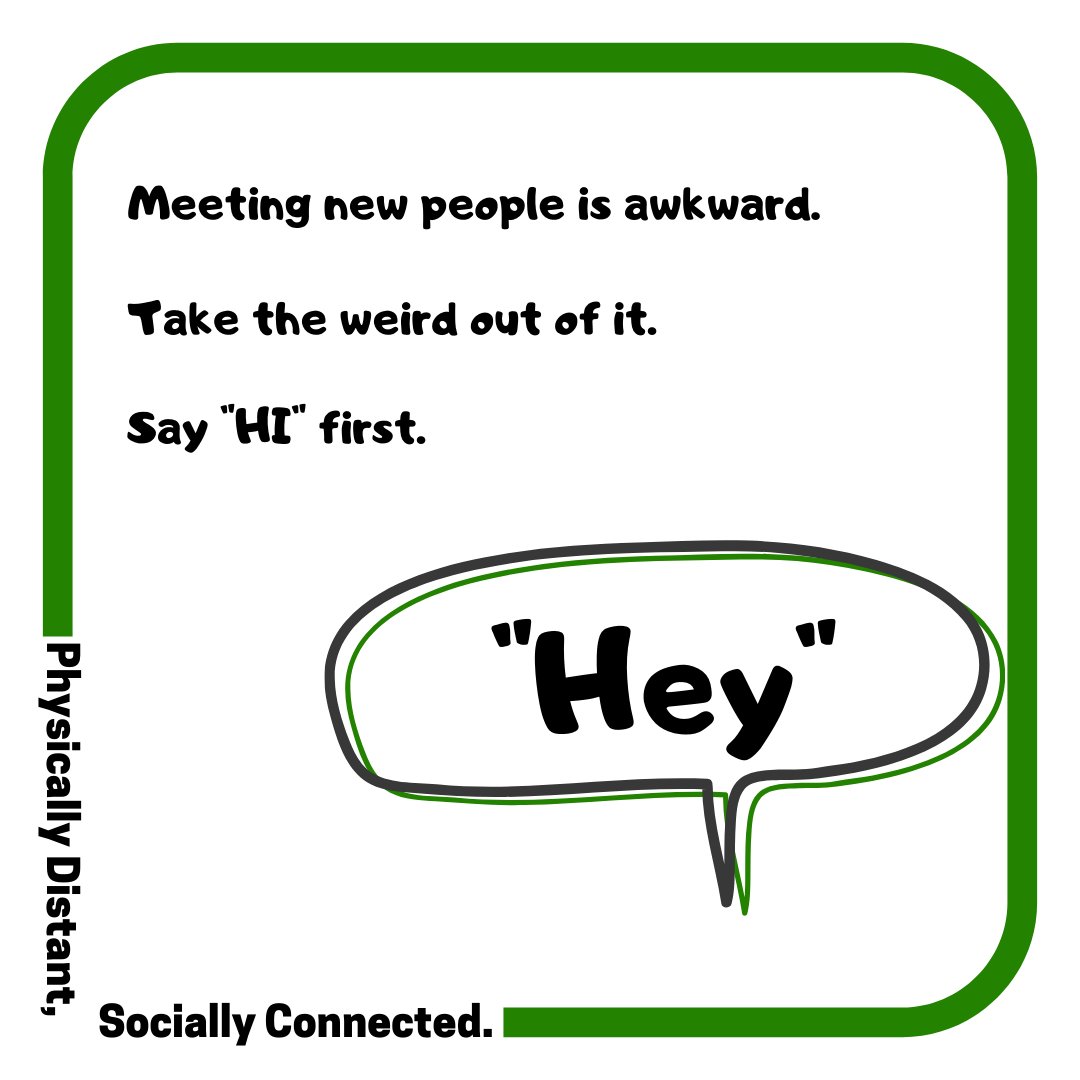 sawc_wsu's tweet photo. Meeting new people is HARD.
The mask can make that harder. 
Because of the mask, we have to take it one step further and say "hi" with a small wave... without it, we just look like we are staring at each other.
It might feel awkward, but the more you do it, the easier it will be- https://t.co/CUJE2UYDn1