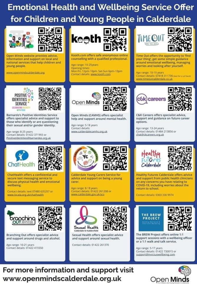 Here's some useful services available to children and young people in Calderdale.
(Poster created by Open Minds Calderdale)
Stay safe everyone. 🏳️‍🌈
#SowerbyBridgePride