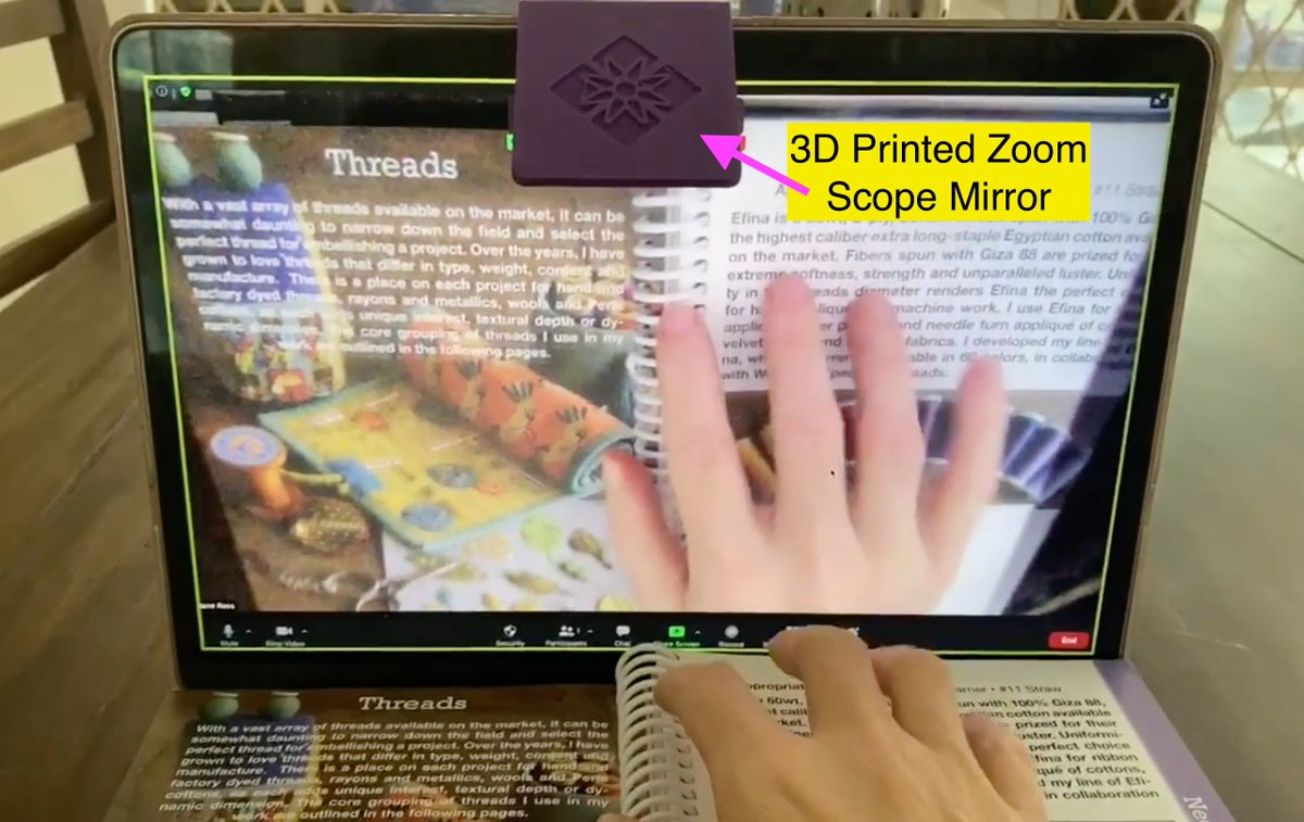 janeinjava's tweet photo. 3D printed Zoom Scope Mirror and how to set up your own Zoom so it works! This is great for hands-on activities in online learning. Original design by @jumekubo Link to tutorial video here: https://t.co/bE2Kprcpwn #jisedu #jiselementary #onlinelearning #makered https://t.co/pxFqK86e4i