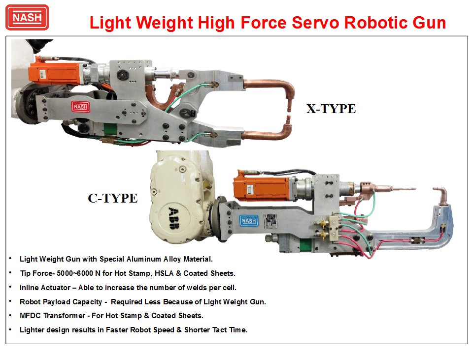 Nash_Robo's tweet photo. X-Type and C-Type Servo Robotic Guns.

#NASHRobotics #Robotics #WeldingMachine #RoboticAutomation #SpotWelder #WeldingTurnkeySolution #RoboticGun #ITGun #PSWGun #GunsforMetroRail #WeldController #MetroCarBody #MetroCoach #LightweightRoboGun https://t.co/xzvBKij5SI