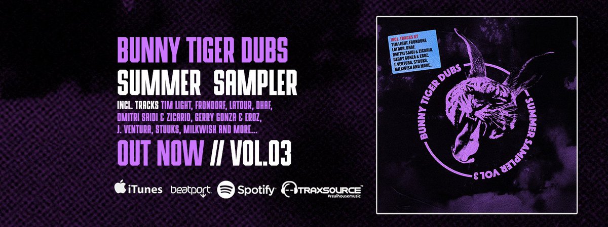 bunnytigermusic's tweet photo. OUT NOW!
Bunny Tiger Dubs Summer Sampler, Vol. 3
Listen &amp; Download: https://t.co/oP746vBAHH https://t.co/zYTnGJ9TMD