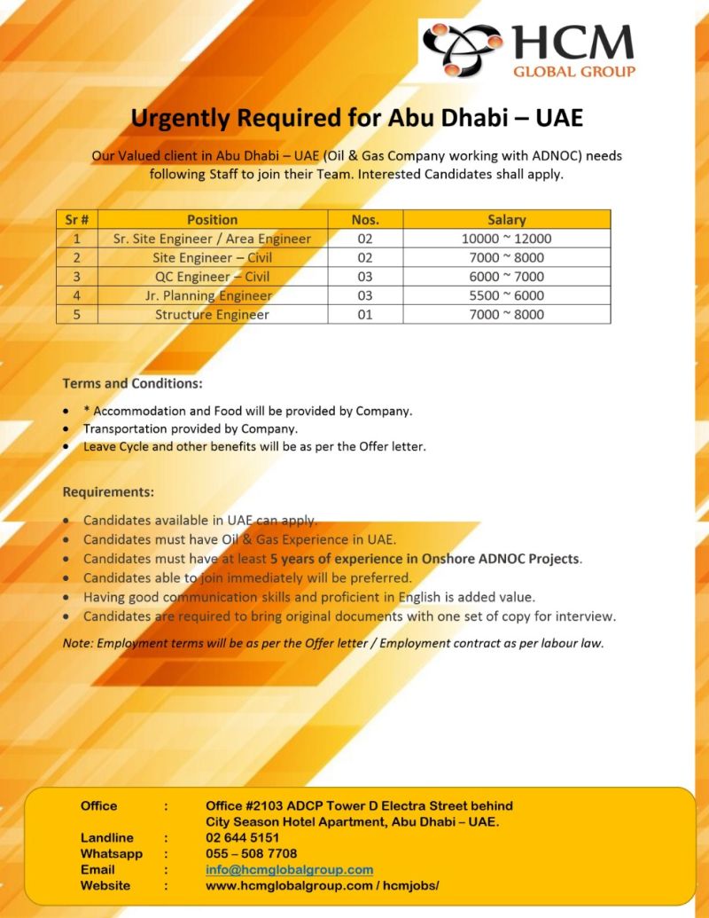 HCMGlobal's tweet photo. We are looking forward to hire following candidates for our client (Oil &amp; Gas Company) in UAE. Interested candidates can share their CV's on email address given below.

info@hcmglobalgroup.com
#jobseekers #JobSearch 

https://t.co/Mgw3OjEWkL https://t.co/LSd7ZFMJ3q