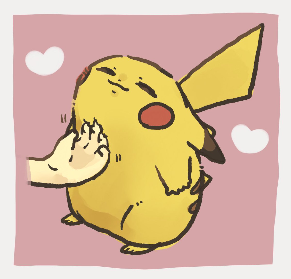 pikachu pokemon (creature) heart border white border closed eyes closed mouth :3  illustration images