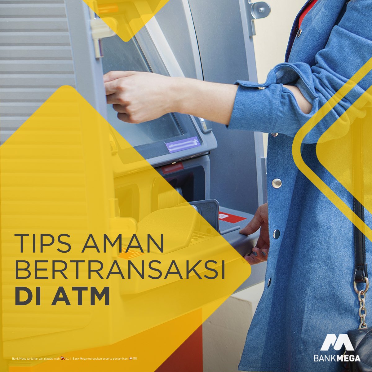 BankMegaID's tweet image. Yuk simak dulu #MegaTips berikut agar aman saat bertransaksi di ATM. Kejahatan ada karena adanya kesempatan maka selalu waspada dan berhati-hati dimana pun kamu berada. ⁣

_____⁣
#BankMega