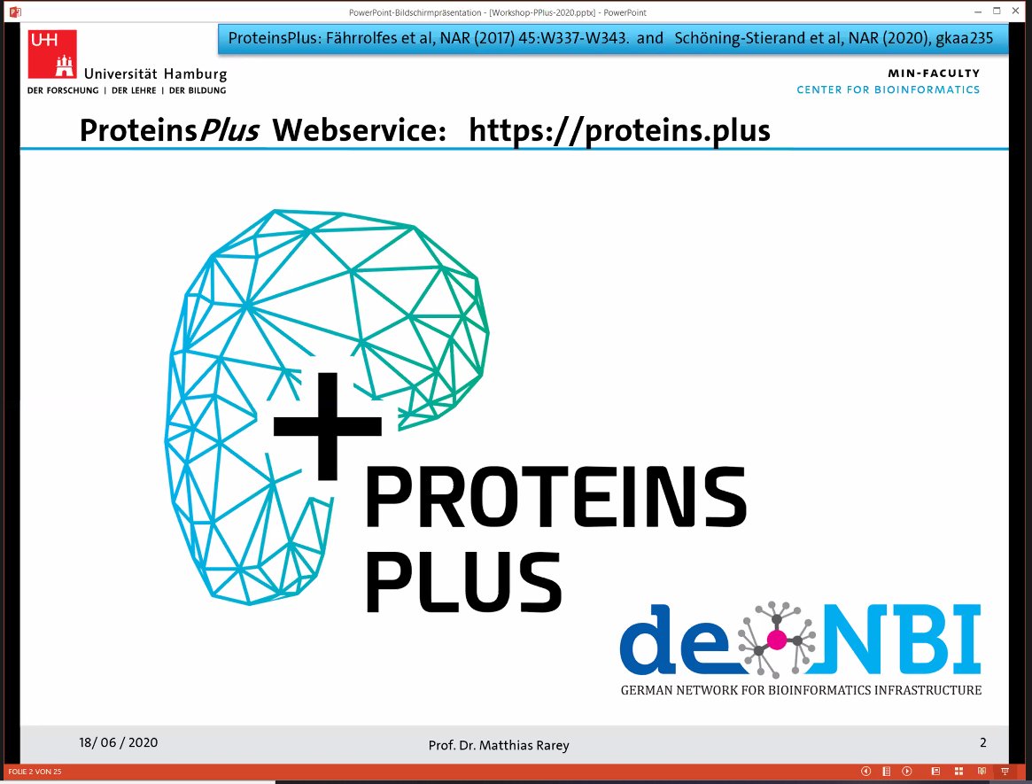 denbiOffice's tweet photo. The #gcb2020 starts today with different #Bioinformatics workshops. @denbiOffice offers two workshops, e.g. a ProteinsPlus workshop - a #database for #protein #structures https://t.co/lRtGb1Ro6q