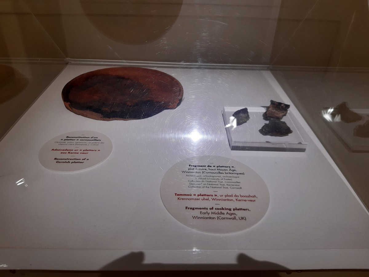 CoopFinistCorn's tweet photo. #TroPennArBed #FinistèreTour The Museum of Landévénnec abbey already cooperates with @NationalTrust , have a look at a fragment of Cornish cooking platters from the Middle Ages in their current exhibition "When crepes became breton". 
Hopefully a lot more to come soon ! https://t.co/cfurlC0T4i
