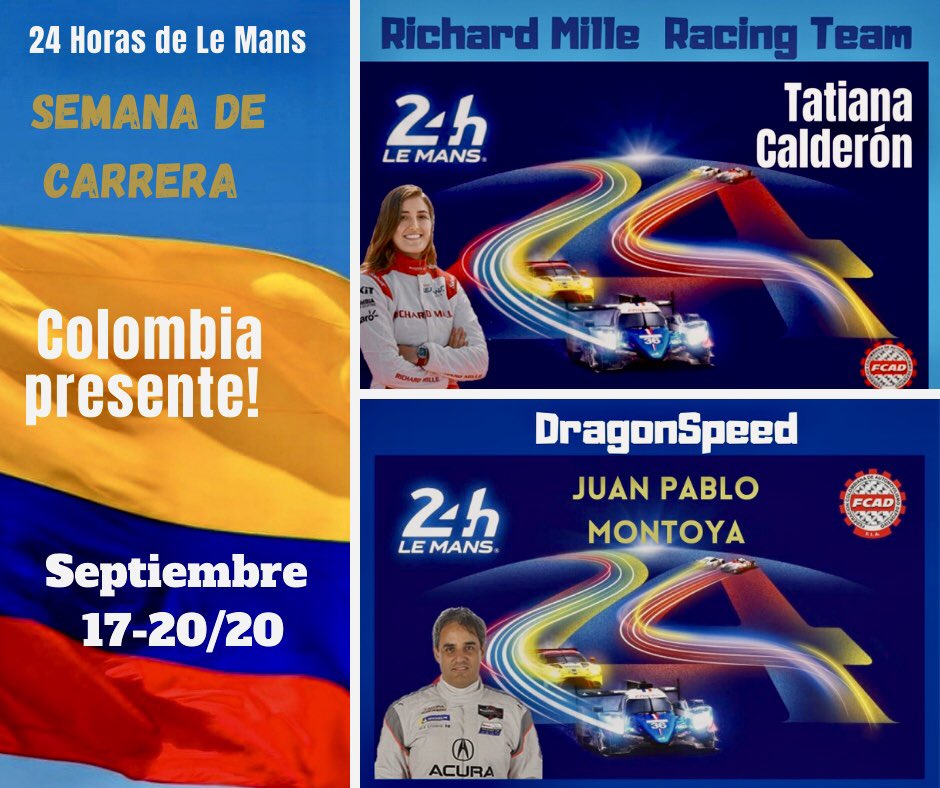 Feliz inicio de semana para todos!
Esta será una semana especial para nuestro automovilismo porque regresamos a la máxima prueba de resistencia del automovilismo mundial con dos grandes <a href="/jpmontoya/">Juan Pablo Montoya</a> <a href="/TataCalde/">Tatiana Calderon</a> 
Apoyo al 💯🇨🇴👏🏻👏🏻👏🏻💪🏼<a href="/MinDeporteCol/">Ministerio del Deporte</a> #ColombiaTierraDeAtletas