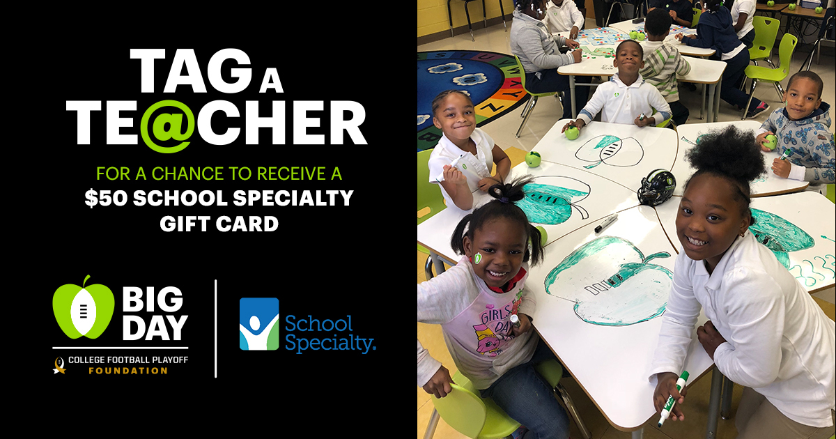 Our *first* giveaway of the day! 

Tag a Teacher below that has gone the Extra Yard this year for their students for a chance to win 💲5️⃣0️⃣to <a href="/SchoolSpecialty/">School Specialty</a> 💚 

#BigDayforTeachers #EYFTWeek