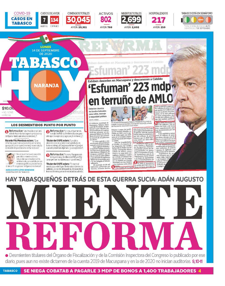 TabascoHOY's tweet photo. #PortadaTh📰| Excelente inicio de semana. Esta es nuestra portada del día. #Villahermosa https://t.co/XgVUDpMfck https://t.co/EmEE9bbOt6