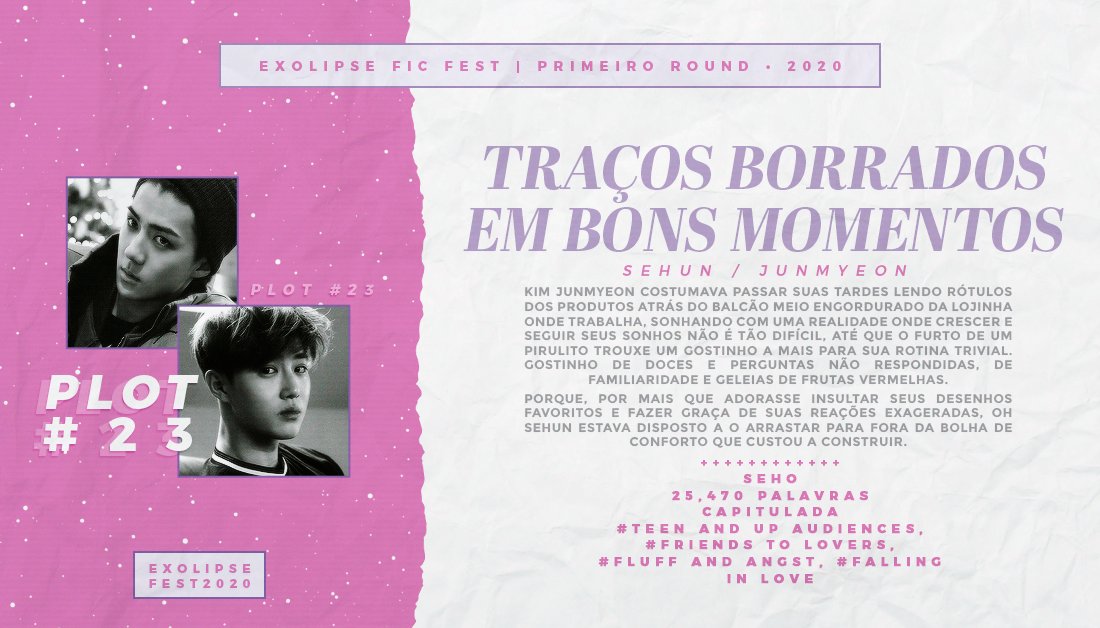 exolipseficfest's tweet photo. → Traços Borrados em Bons Momentos
⋇ Sehun / Junmyeon
⋇ #Plot23 | Teen and Up Audiences | 25,470 palavras
‣ https://t.co/DL5bzDPHVV https://t.co/ne6nnsKbCn