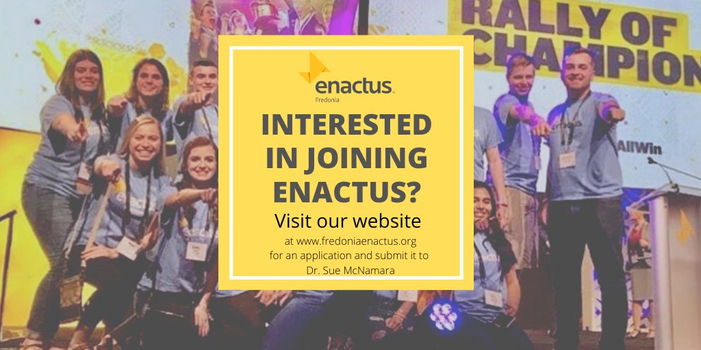 FredoniaENACTUS's tweet photo. Do you have a passion for making a positive impact in the Fredonia/Dunkirk community? Join Enactus by visiting our website and emailing your application to susan.mcnamara@fredonia.edu! https://t.co/AW7f0qPD7L