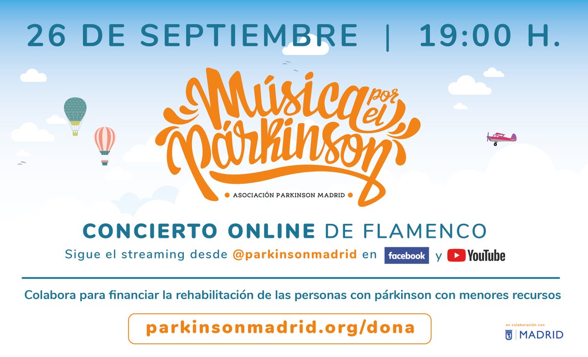 💥¡Ya tenemos próxima fecha para el segundo concierto de #MúsicaPorelPárkinson20!💥 Será de ¡flamenco! 💃🎵

🔴👉Sigue todos los detalles y aporta tu granito de arena: parkinsonmadrid.org/dona