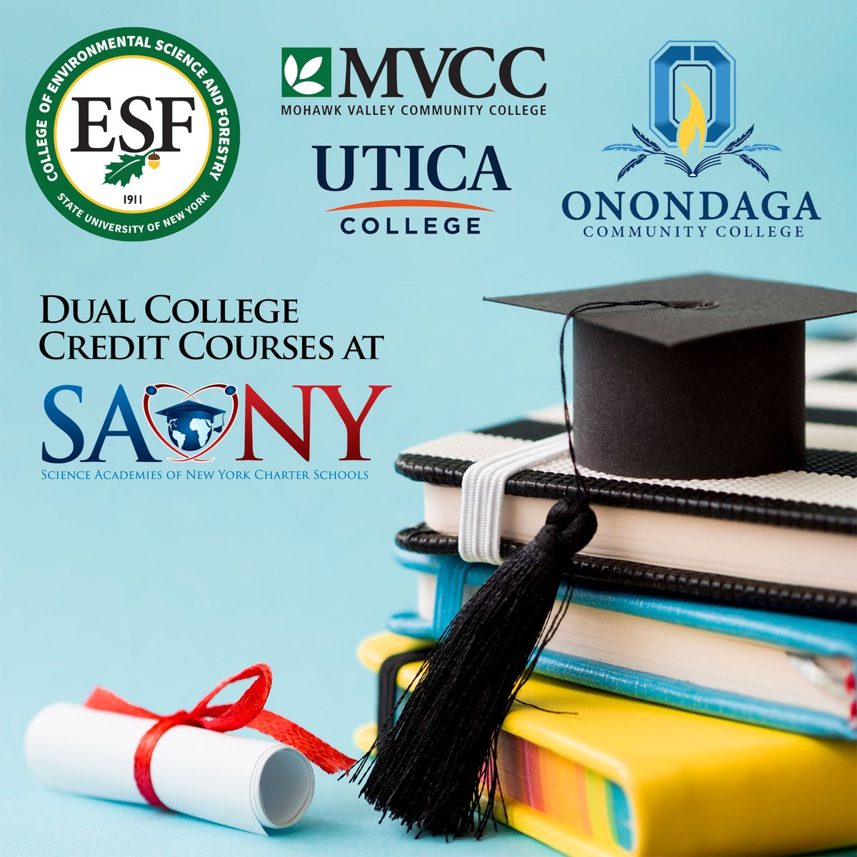 uascs's tweet image. ➡Dual college credit courses are offered at our SANY Schools #UASCS.
@onondagacc @suny.esf @mvcc_uticarome @uticacollege @nycharterassoc @CharterEmpire
ow.ly/cwbY50Bpqxn