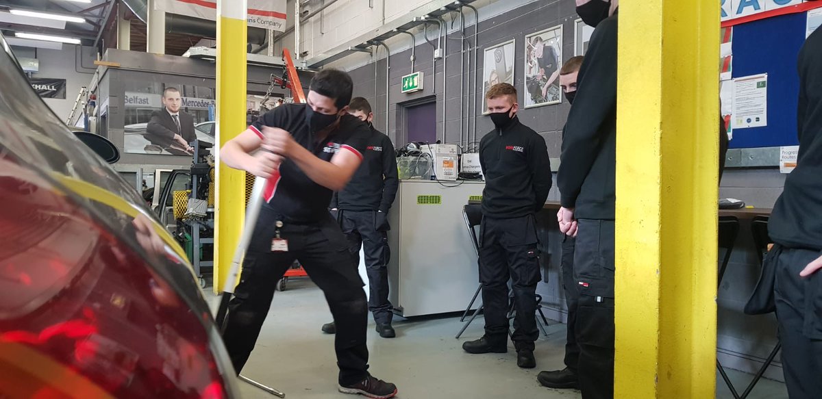 Workforceonline's tweet photo. Welcome to our first group of new Motor Vehicle students who are getting the opportunity to sample the Workshop 
under the expertise of Tutor Niall! First day on hopefully will be a very successful career in Motor Vehicle for our students! We have no doubt you #madetherightchoice https://t.co/QKSJpFqYf3