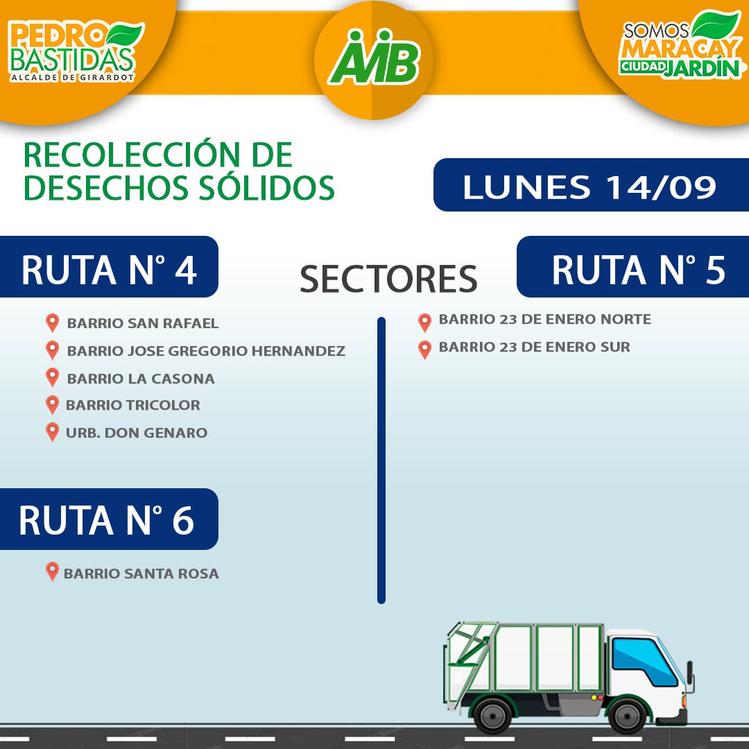 Buenos días!!! ▶▶ Ruta de recolección propuesta por el <a href="/IAMIB11/">IAMIB</a> para hoy Lunes #14Sept
Recuerda Amigo de Maracay contamos contigo para la optimización del servicio de recolección en nuestro municipio Girardot 👊👊👊
Feliz y Bendecida Semana
#Aragua 
<a href="/MVzlaBella/">Misión Venezuela Bella</a> <a href="/MarcoTorresPSUV/">Rodolfo Marco Torres</a>