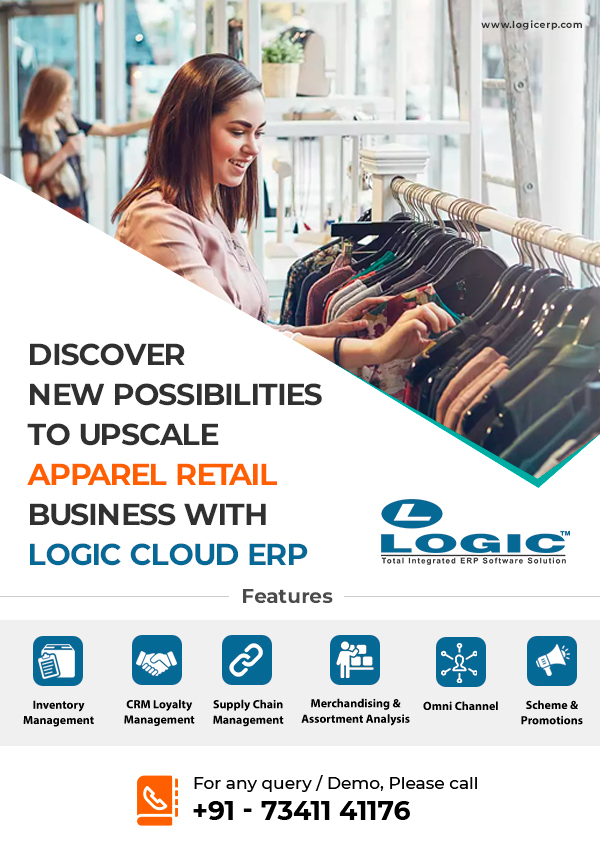 Logicerp's tweet image. LOGIC ERP: Highly Customizable Cloud ERP Solution for Apparel Retail. It&apos;s your time to accelerate success for your Apparel retail business with LOGIC ERP. For more information, visit: logicerp.com/Solutions/appa…

Call now for Demo: +91-73411-41176.

#apparelretailsoftware