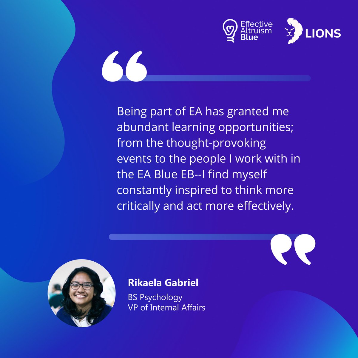 eablueph's tweet photo. Still not sure what EA Blue has to offer you?
Learn more about the movement from two of EA Blue’s Executive Board members as they share how EA has impacted their own lives!
Thinking of joining EA Blue? Sign up for our Applicants GA at https://t.co/EgdXpy4Tyf!
#EABlueRecWeek https://t.co/wMlikK1u4f
