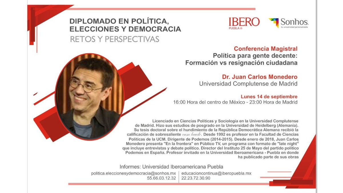 MonederoJC's tweet photo. México sigue con la 4ª Transformación. En EEUU, el loco de Trump sigue incendiando el país. América Latina está en pie de guerra en Colombia, Ecudor, Bolivia. Esta noche volvemos con la Universidad Ibero de Puebla. Un placer regresar a esta casa de estudios. Sine ira et studio. https://t.co/JB60BLZlaJ