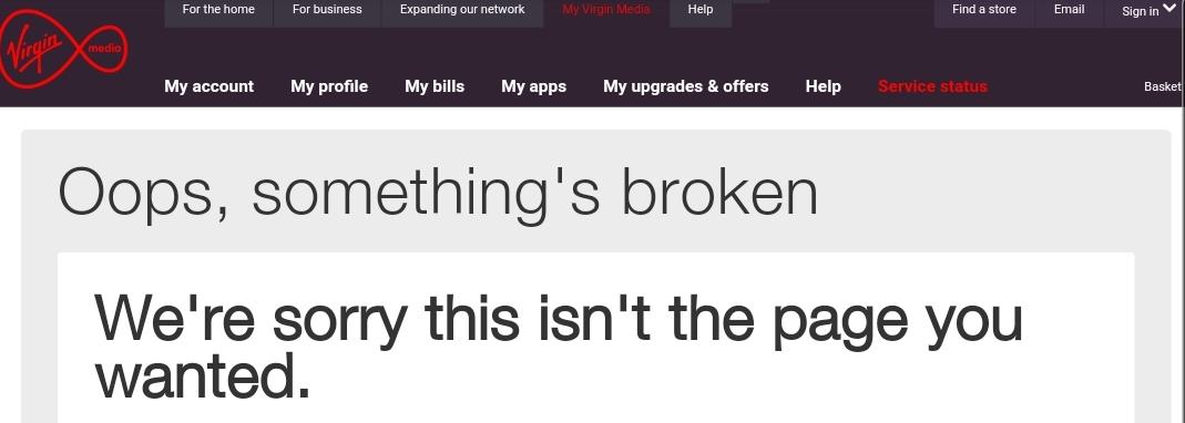 markjgoddard's tweet photo. The irony. Working from home, the internet is down and this is the  @virginmedia status page... https://t.co/NDjogOADXL