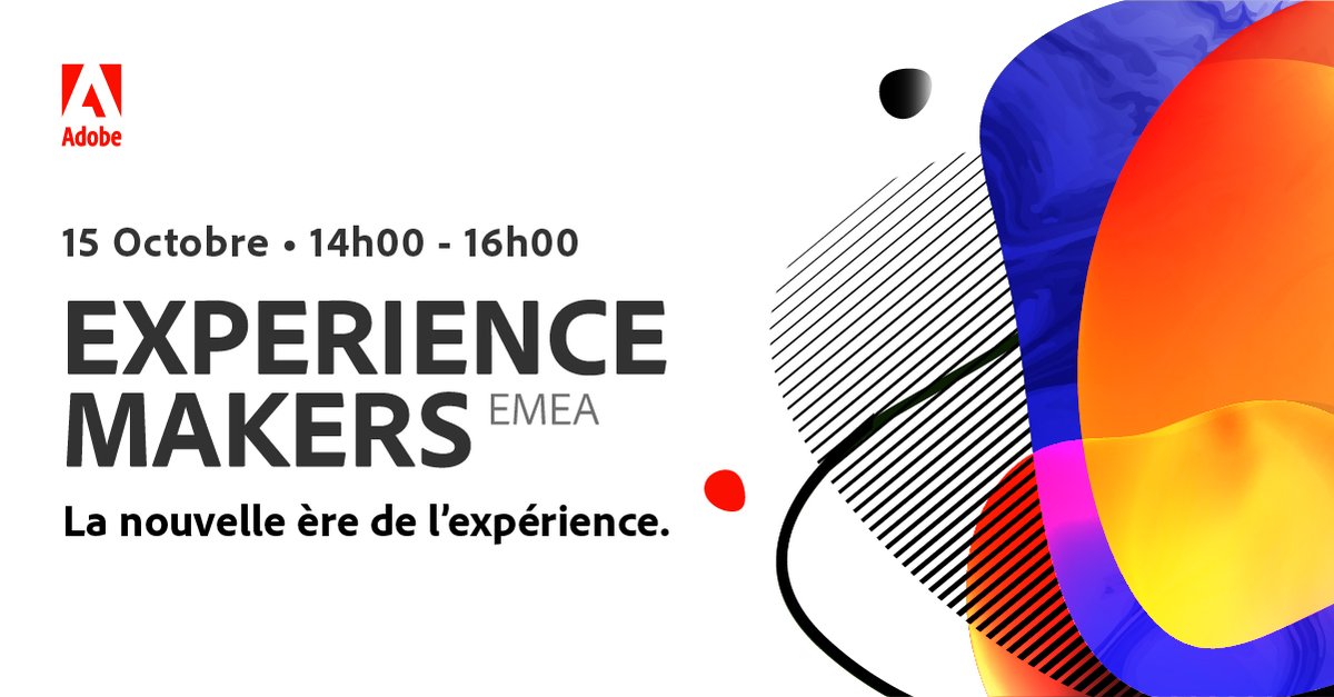 #experiencemakers <a href="/AdobeExpCloudFR/">Adobe Exp Cloud FR</a> est de retour avec un événement 100% #digital ! 2020 est l'année de tous les défis... et de la possibilité d'accélérer le #changement #digital. Découvrez comment vous pouvez vous #adapter, #innover et vous #développer. adobe.ly/3bUTVQ1