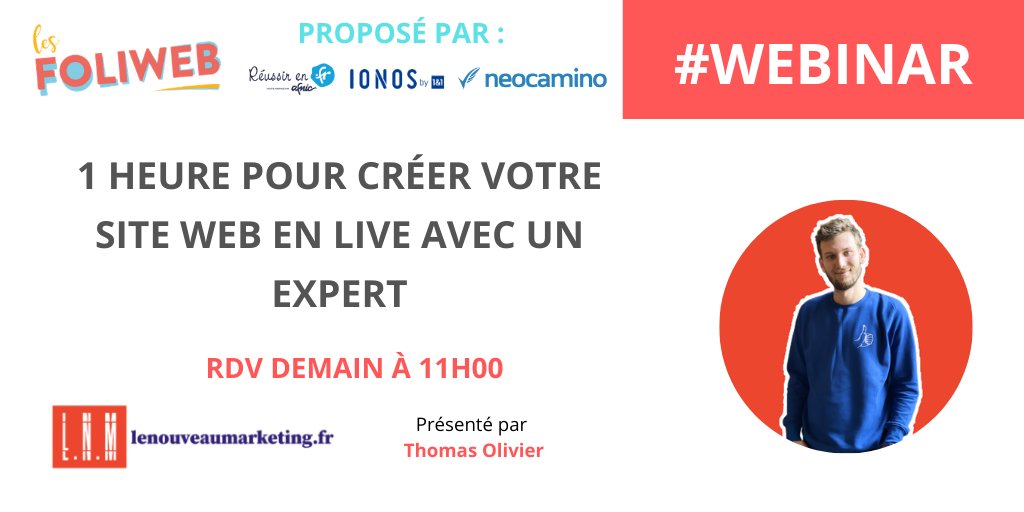Les Foliweb (@foliweb) on Twitter photo 1 heure pour créer votre site web en live 🎤 Venez profiter de ce webinar très pratique animé par <a href="/th0mas_0livier/">Thomas OLIVIER 🖖🏻</a>
RDV demain à 11h 📅 et ressortez avec les bonnes bases.
GO 👉🏻 bit.ly/3hsWSZW
#làpourvous #TPE #entrepreneuriat
<a href="/ReussirEnFr/">Réussir en .fr</a> <a href="/AFNIC/">Afnic</a> @ionos_fr <a href="/neocamino/">neocamino</a> 1 heure pour créer votre site web en live 🎤 Venez profiter de ce webinar très pratique animé par <a href="/th0mas_0livier/">Thomas OLIVIER 🖖🏻</a>
RDV demain à 11h 📅 et ressortez avec les bonnes bases.
GO 👉🏻 bit.ly/3hsWSZW
#làpourvous #TPE #entrepreneuriat
<a href="/ReussirEnFr/">Réussir en .fr</a> <a href="/AFNIC/">Afnic</a> @ionos_fr <a href="/neocamino/">neocamino</a>